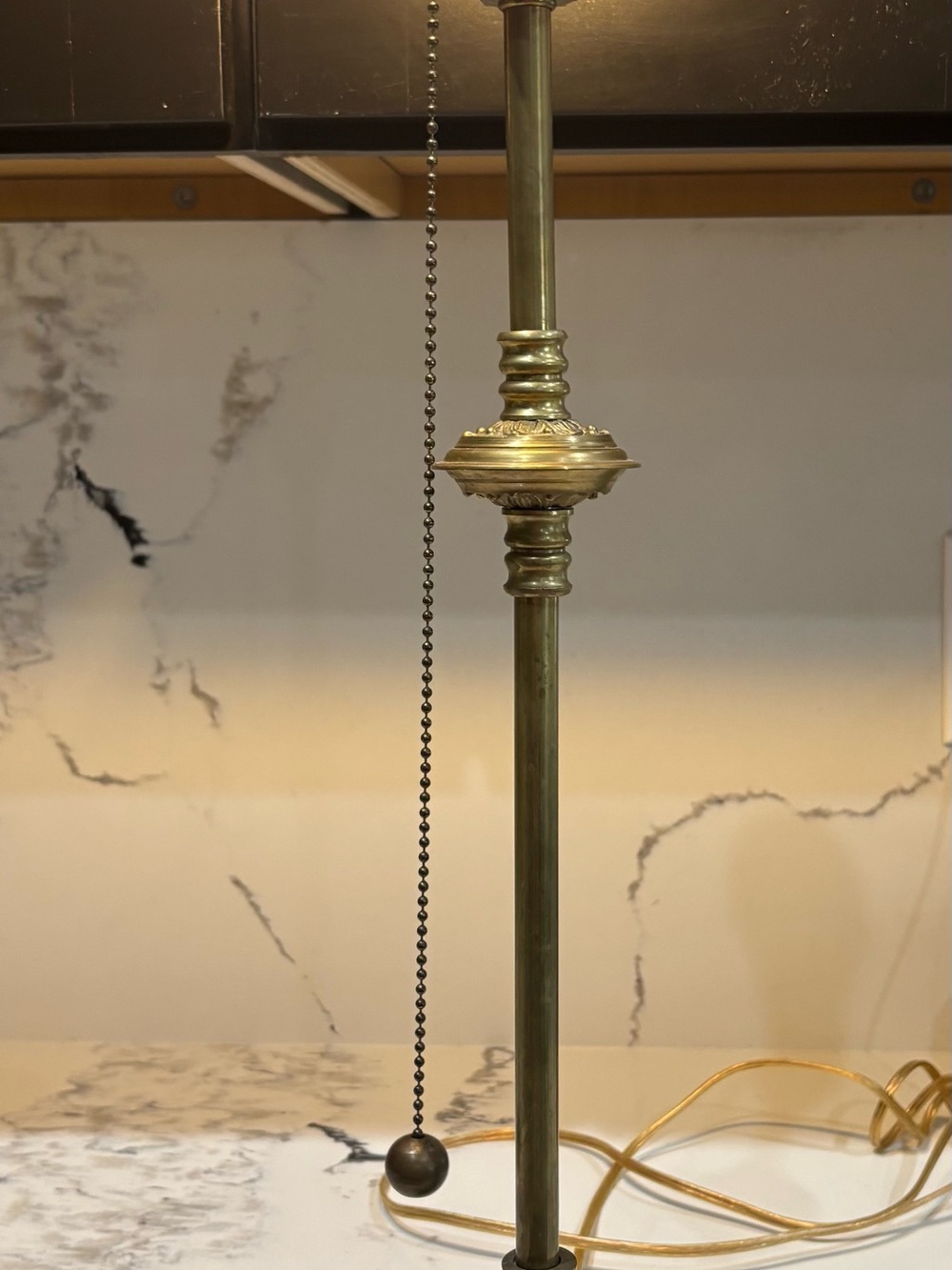 Vintage Brass Table Lamp with Pull Chain - Gold Finish
